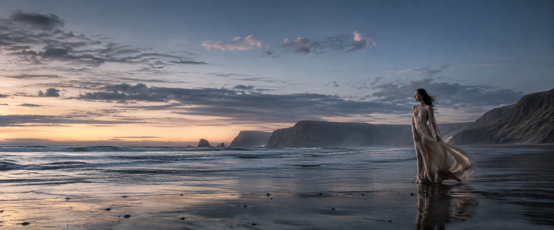 Editorial portrait on a dramatic coast